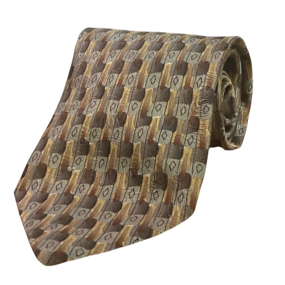 Jerry Garcia Men's Silk Tie‎ Brown Geometric Birdland Collection 14 59”x4”